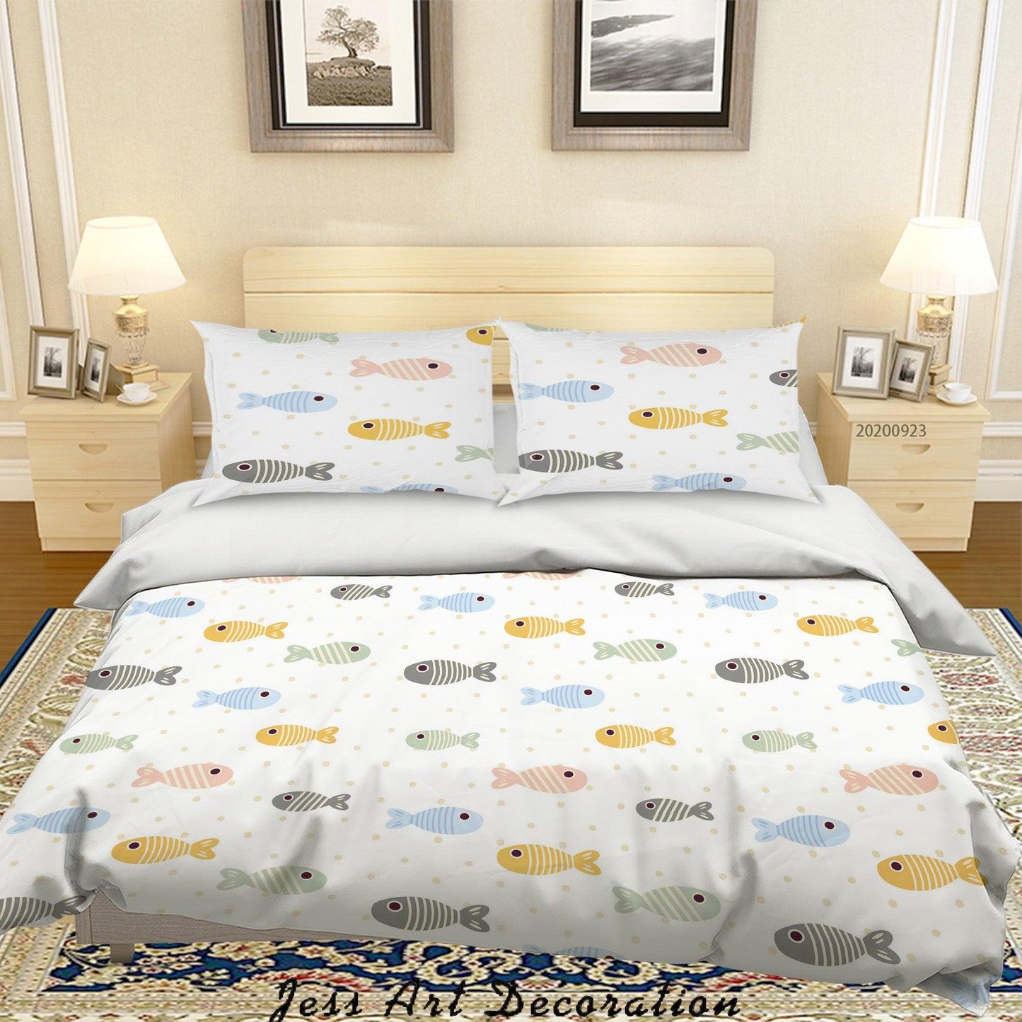 3D Cartoon Fishes Pattern Quilt Cover Set Bedding Set Duvet Cover Pillowcases WJ 6366