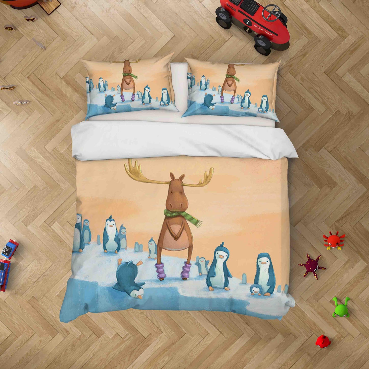 3D Cartoon Penguin Elk Quilt Cover Set Bedding Set Duvet Cover Pillowcases SF046