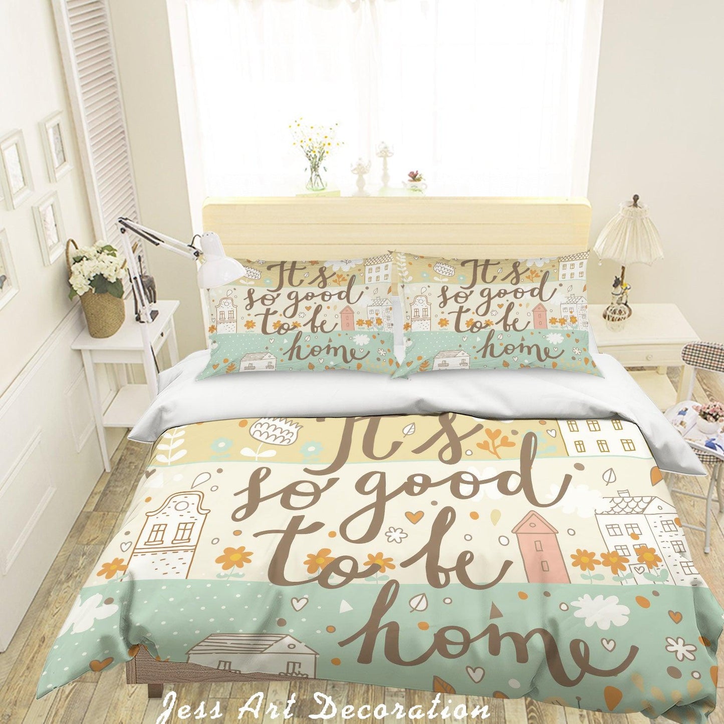 3D Cartoon House Flower Quilt Cover Set Bedding Set Pillowcases 55