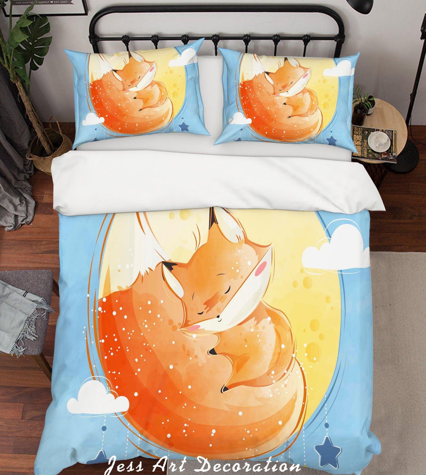 3D Cartoon Orange Fox Quilt Cover Set Bedding Set Pillowcases 42