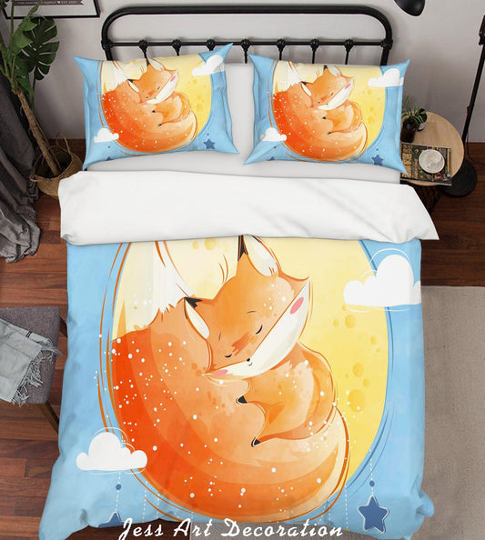 3D Cartoon Orange Fox Quilt Cover Set Bedding Set Pillowcases 42