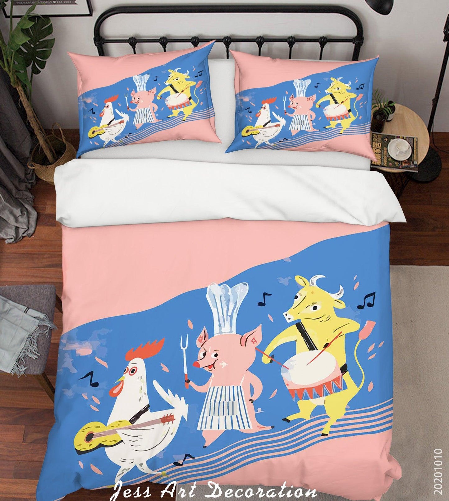 3D Cartoon Animal Pig Cock Quilt Cover Set Bedding Set Duvet Cover Pillowcases WJ 9578