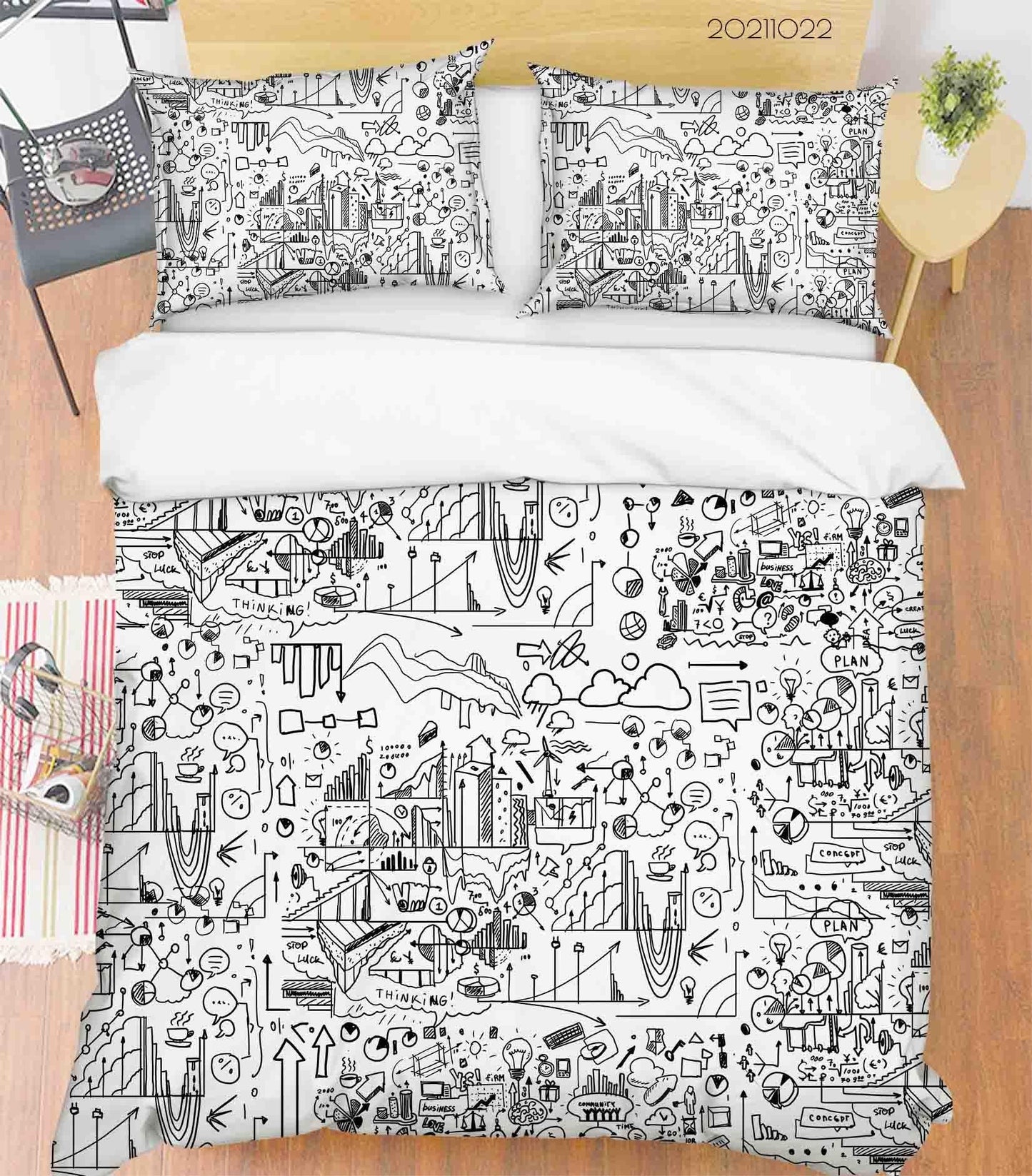 3D Cartoon Grey Illustration Graffiti Quilt Cover Set Bedding Set Duvet Cover Pillowcases 97
