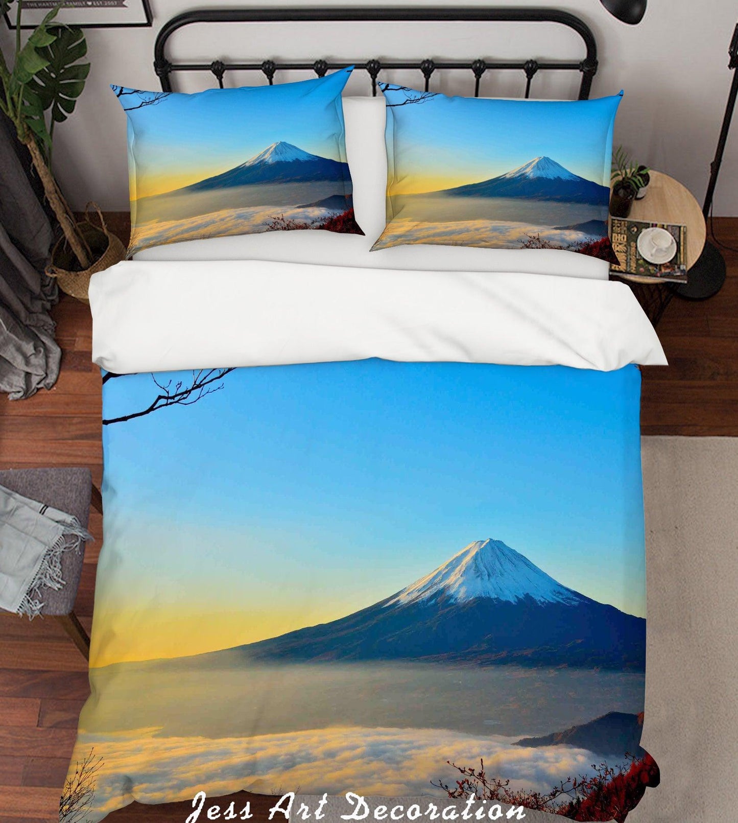 3D Blue Sky Snow Mountain Fog Scenery Quilt Cover Set Bedding Set Pillowcases  85