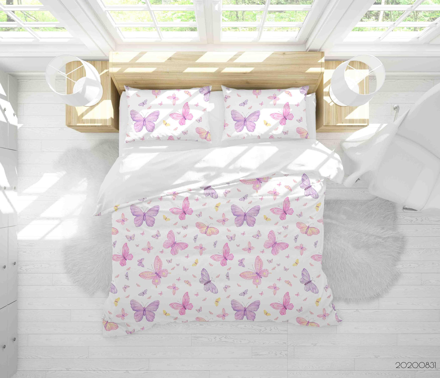3D Butterflies Pattern Quilt Cover Set Bedding Set Duvet Cover Pillowcases WJ 3408