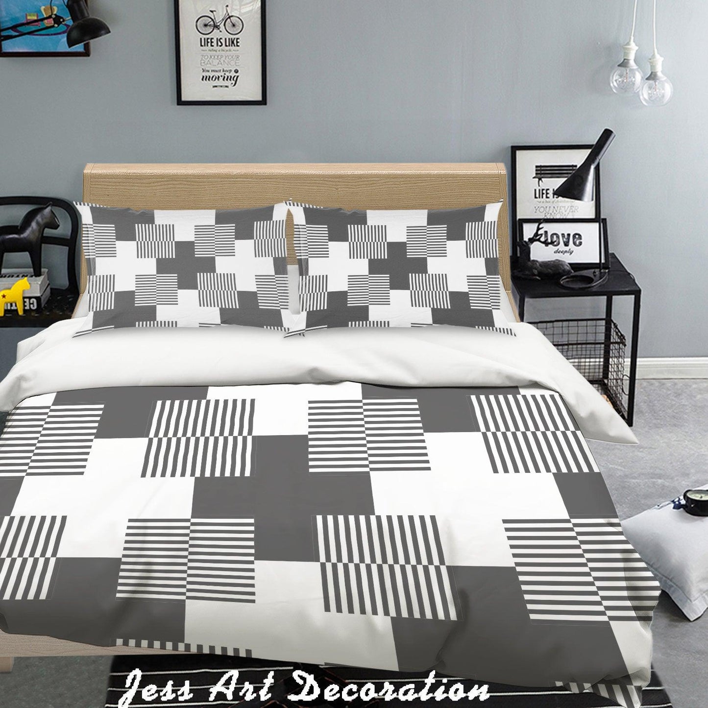 3D Black White Geometry Pattern Quilt Cover Set Bedding Set Pillowcases 279