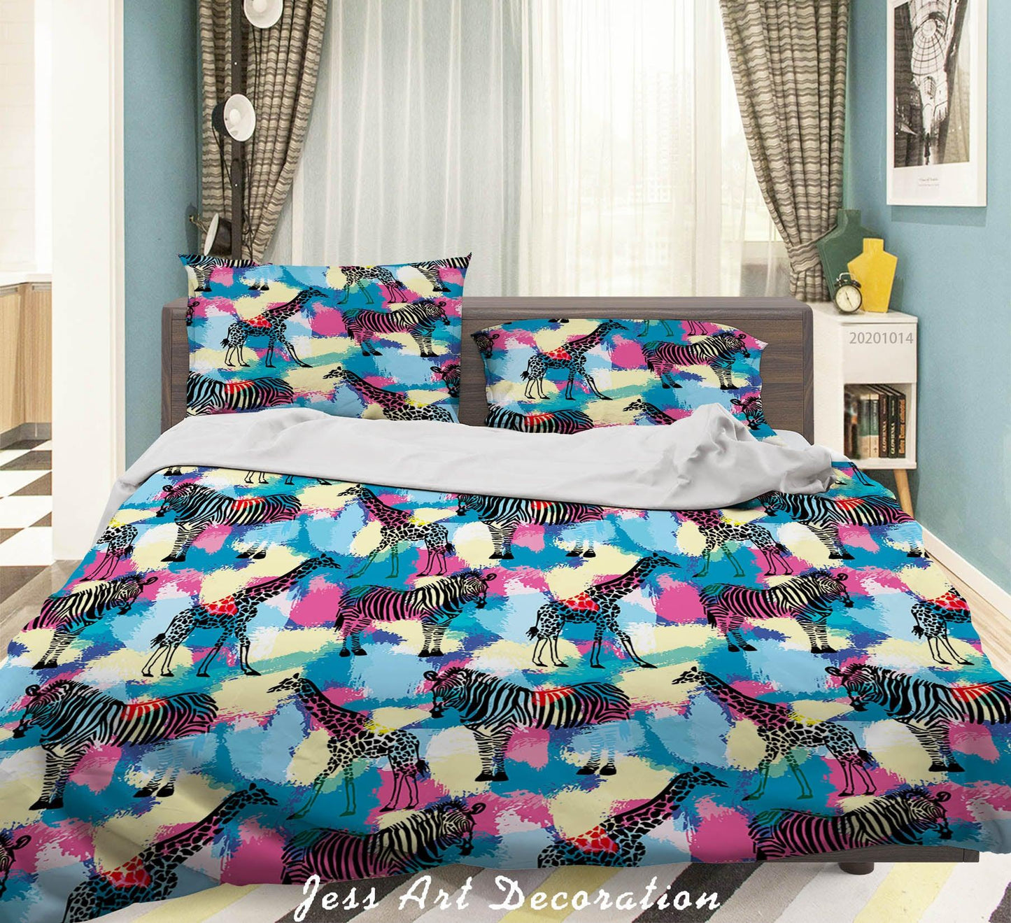 3D Cartoon Animal Zebra Giraffe Pattern Quilt Cover Set Bedding Set Duvet Cover Pillowcases WJ 9718