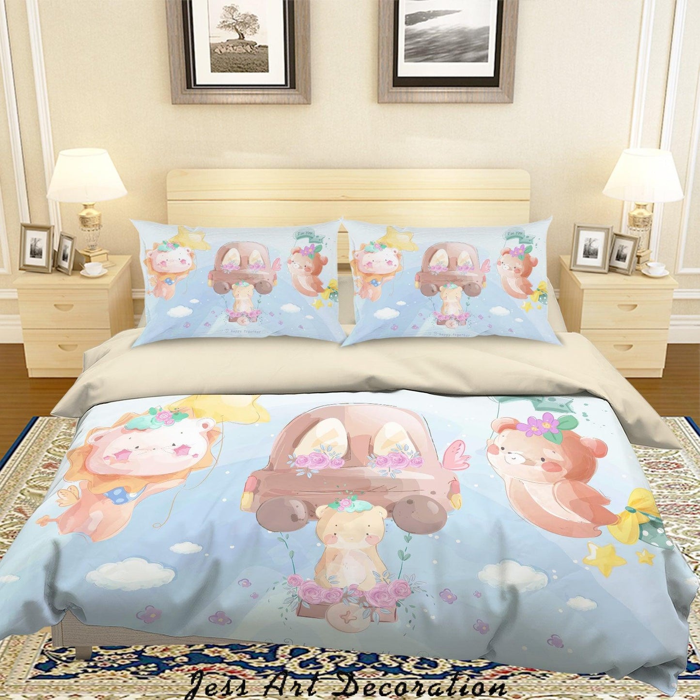 3D Cartoon Animal Car Quilt Cover Set Bedding Set Duvet Cover Pillowcases A359 LQH