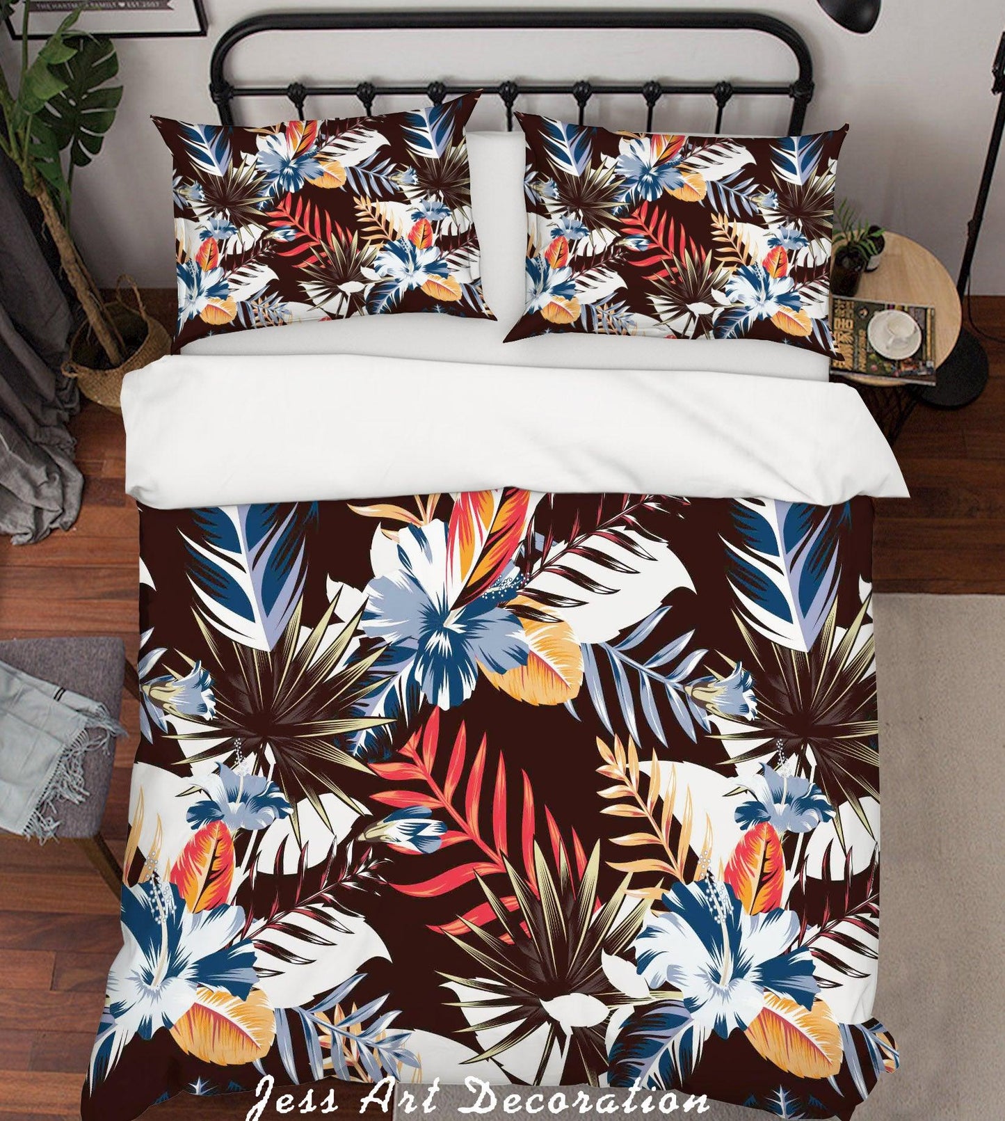 3D Blue Leaves Quilt Cover Set Bedding Set Pillowcases 123