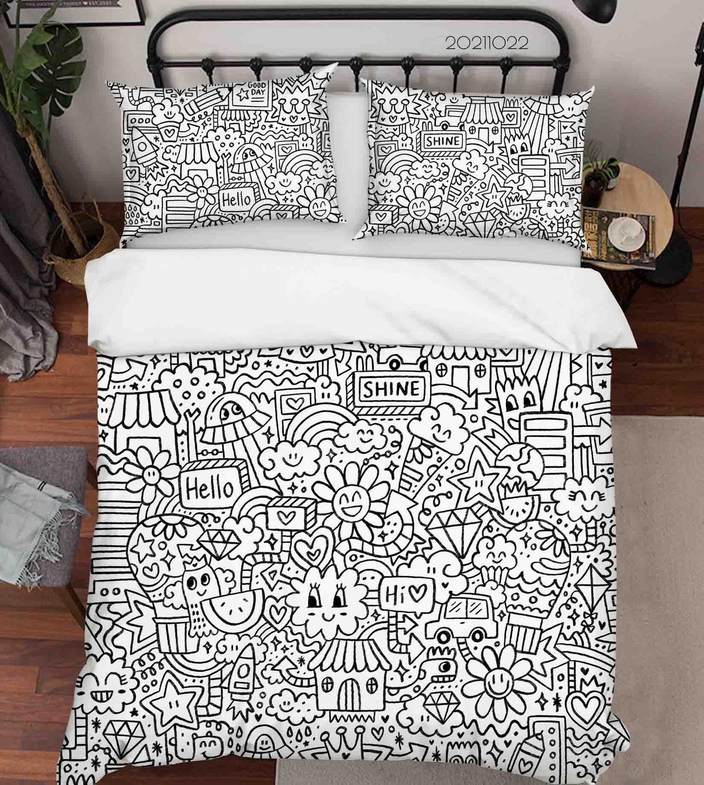 3D Cartoon Illustration Art Doodle Quilt Cover Set Bedding Set Duvet Cover Pillowcases 71