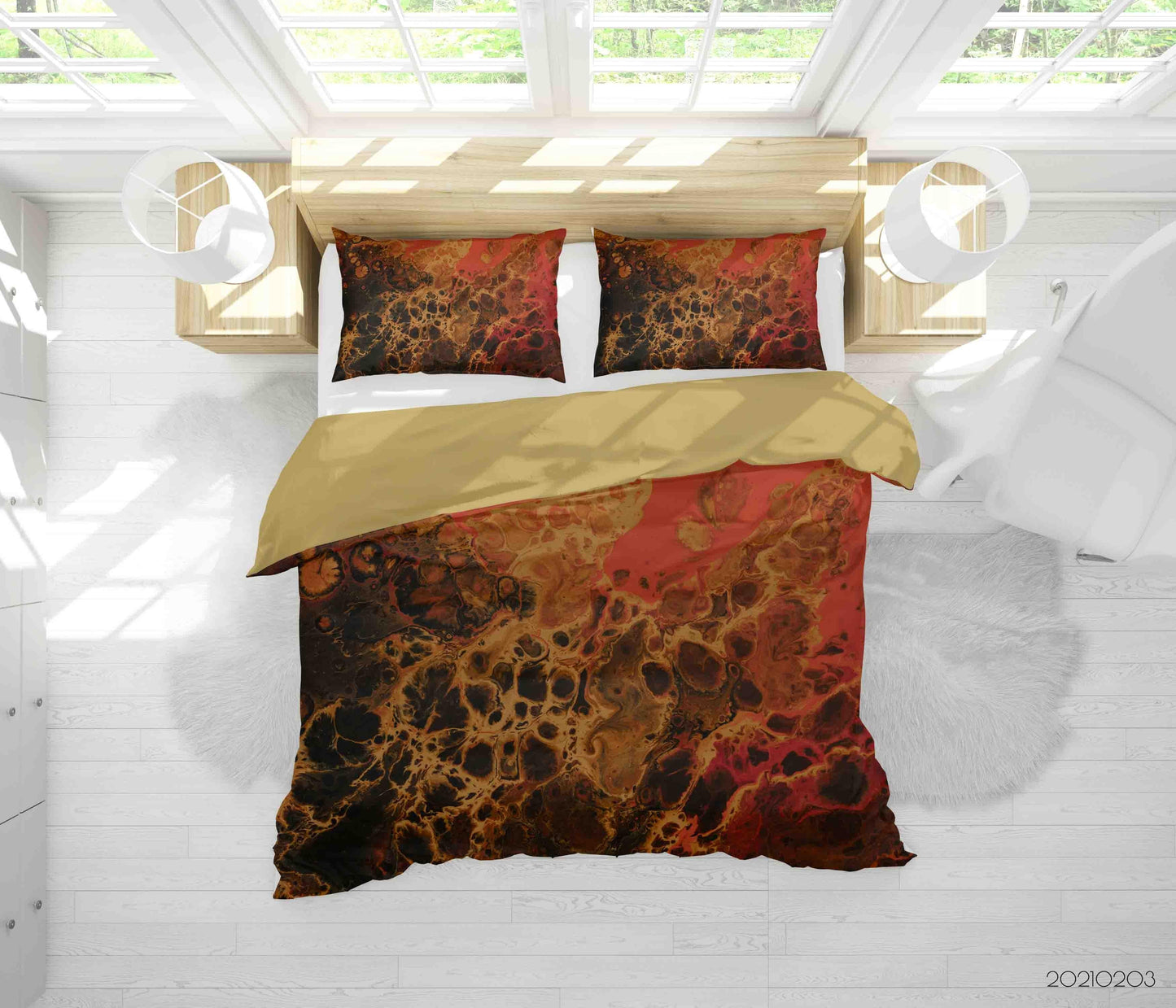 3D Abstract Orange Marble Texture Quilt Cover Set Bedding Set Duvet Cover Pillowcases 57
