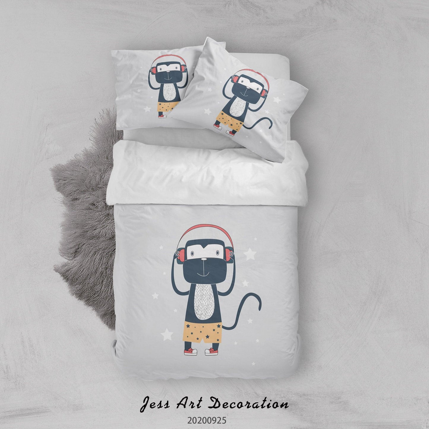 3D Cartoon Animal Monkey Pattern Quilt Cover Set Bedding Set Duvet Cover Pillowcases WJ 6482