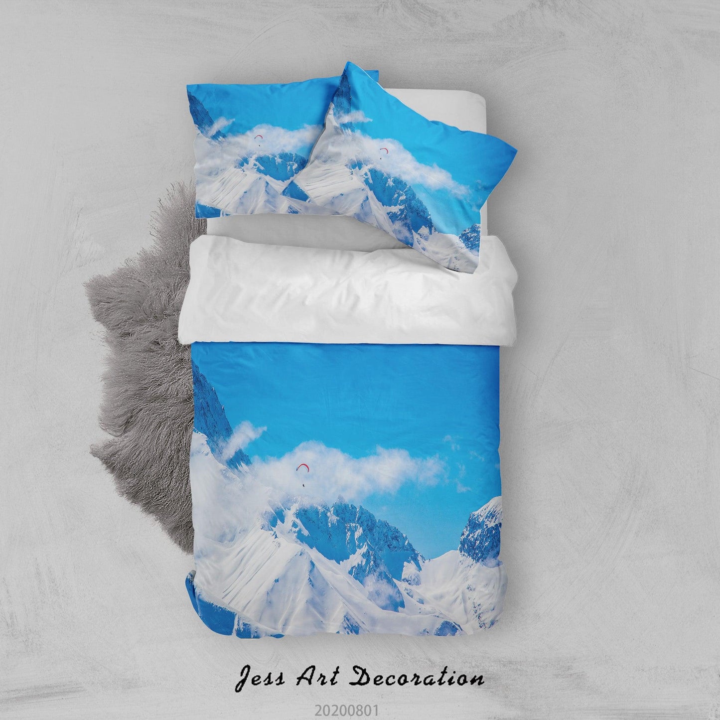 3D Blue Sky Ice Mountain Quilt Cover Set Bedding Set Duvet Cover Pillowcases LXL 226