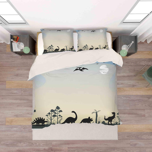 3D Black White Dinosaurs  Pattern Quilt Cover Set Bedding Set Pillowcases  4