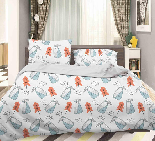 3D Blue Penguin Tree Quilt Cover Set Bedding Set Pillowcases 19