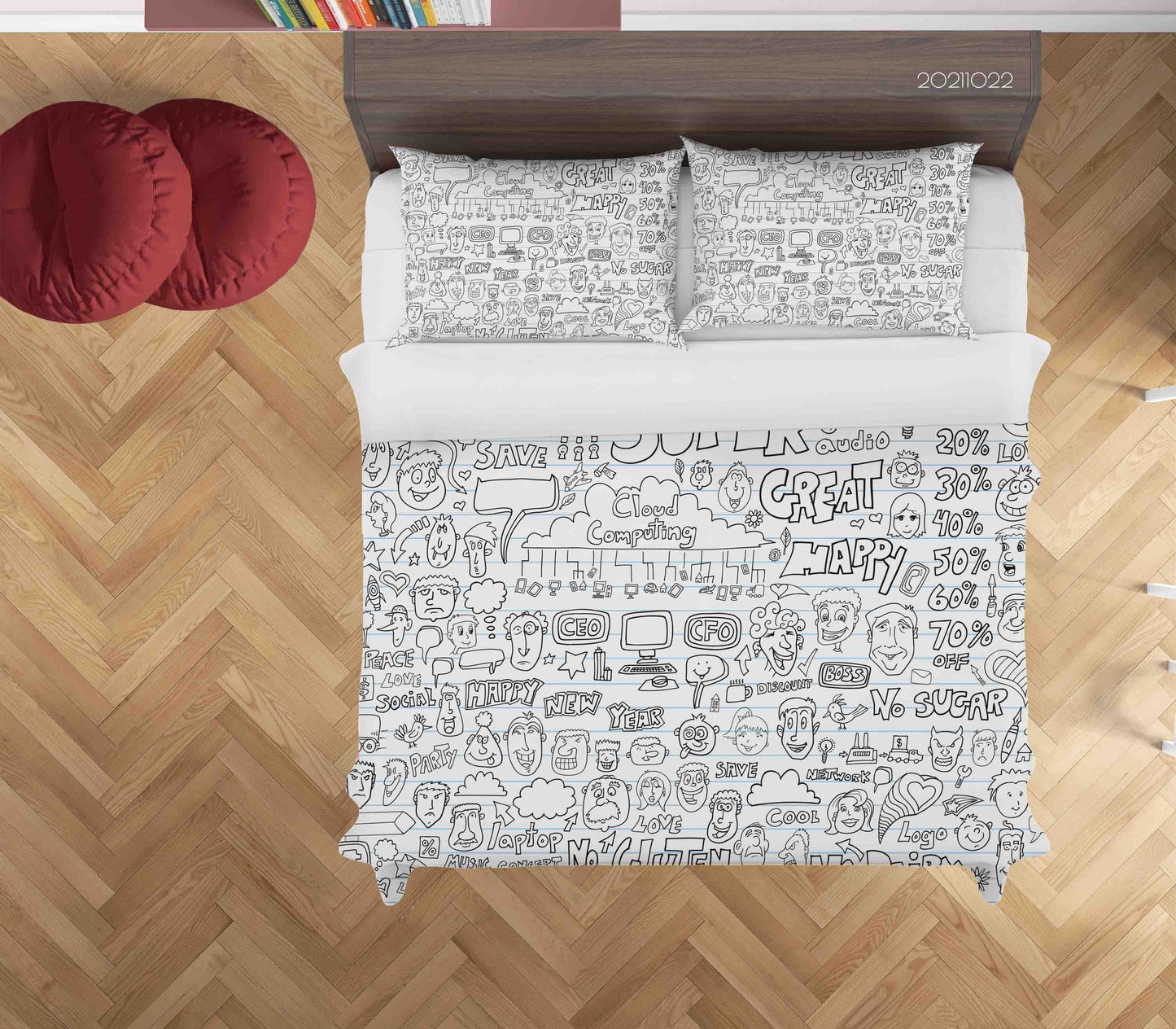 3D Cartoon Illustration Doodle Quilt Cover Set Bedding Set Duvet Cover Pillowcases 68