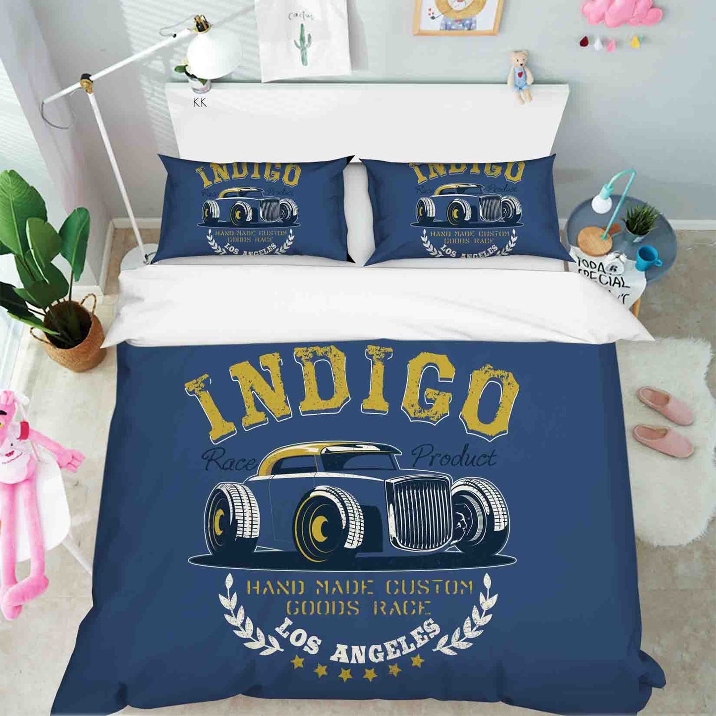 3D Automobile Letter Blue Quilt Cover Set Bedding Set Duvet Cover Pillowcase 382