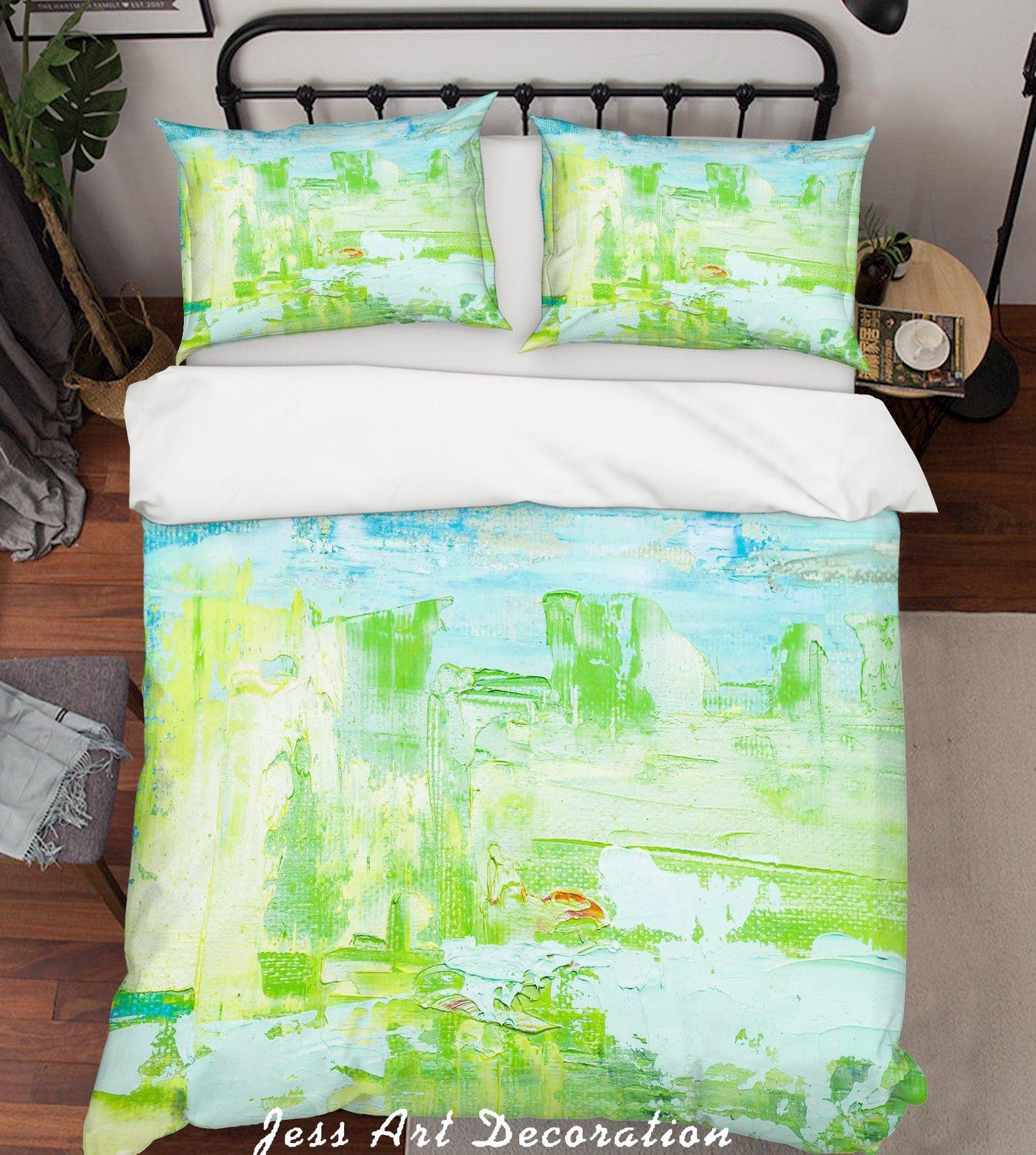 3D Abstract Green Natural Oil Painting Quilt Cover Set Bedding Set Pillowcasesn 42