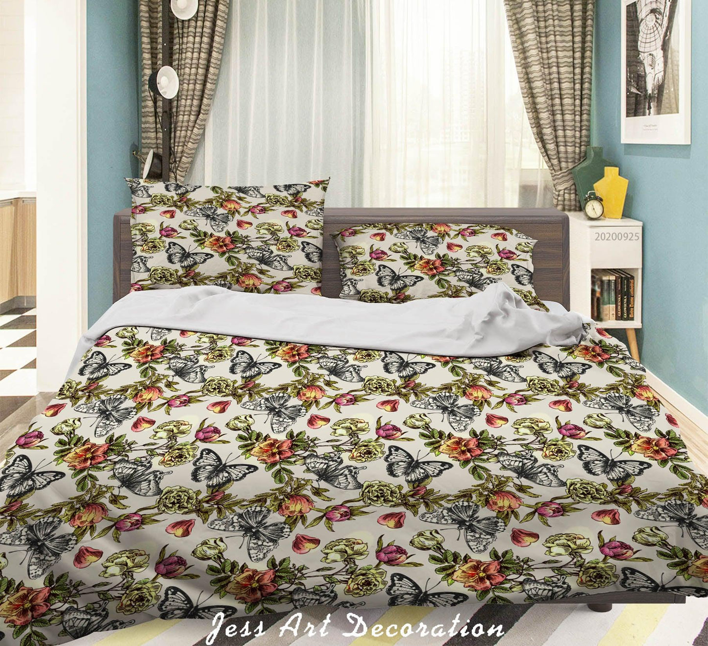 3D Cartoon Animal Leaves Butterfly Pattern Quilt Cover Set Bedding Set Duvet Cover Pillowcases WJ 6509