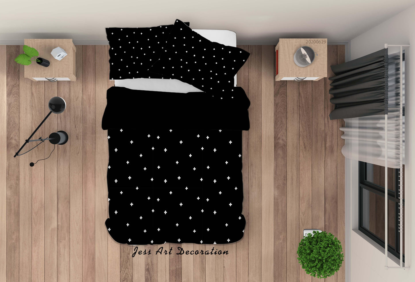 3D Black Plus Quilt Cover Set Bedding Set Duvet Cover Pillowcases SF78