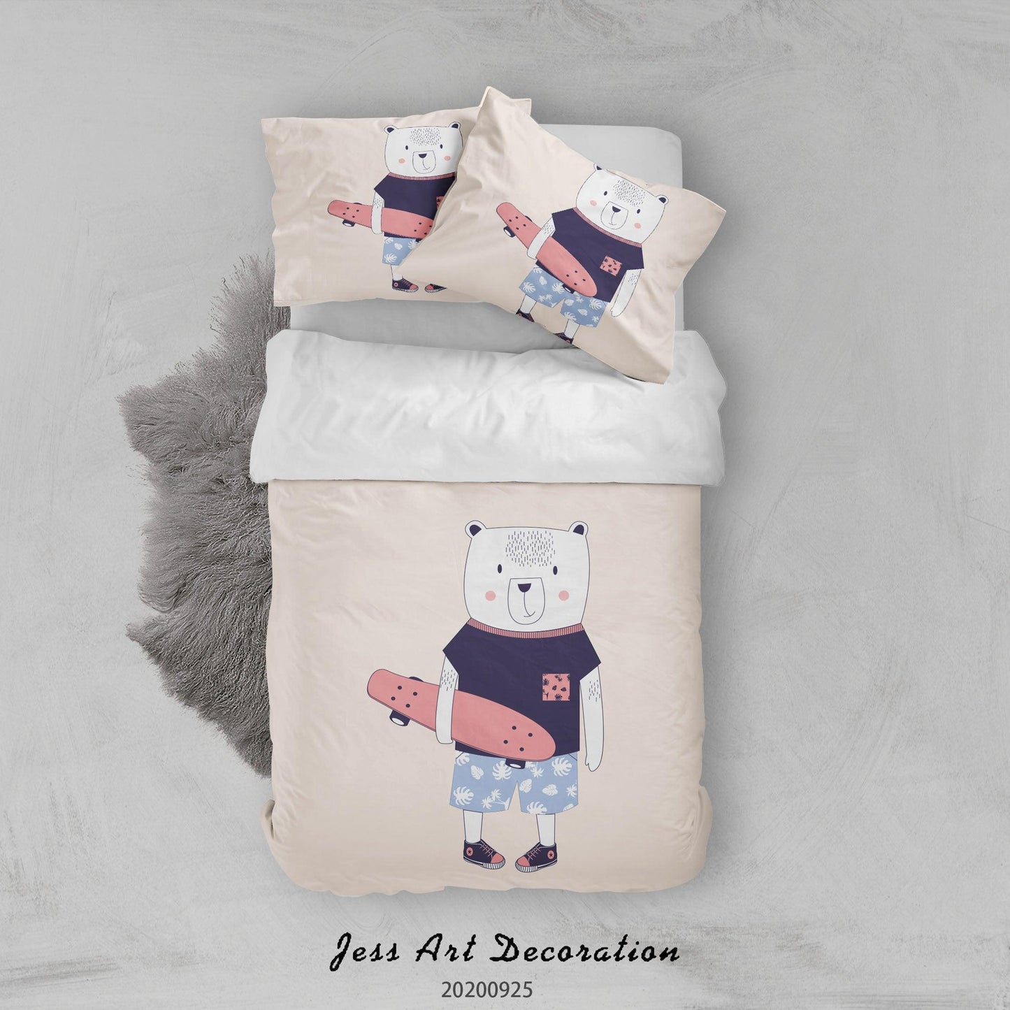 3D Cartoon Animal Bear Pattern Quilt Cover Set Bedding Set Duvet Cover Pillowcases WJ 6485