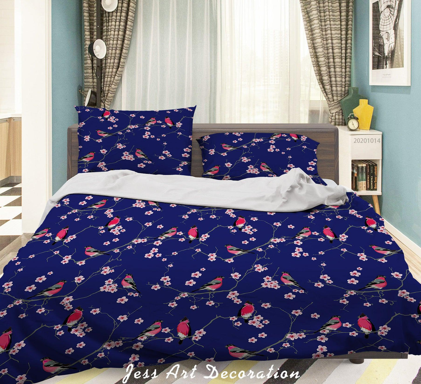3D Cartoon Animal BIrd Flowers Pattern Quilt Cover Set Bedding Set Duvet Cover Pillowcases WJ 9713