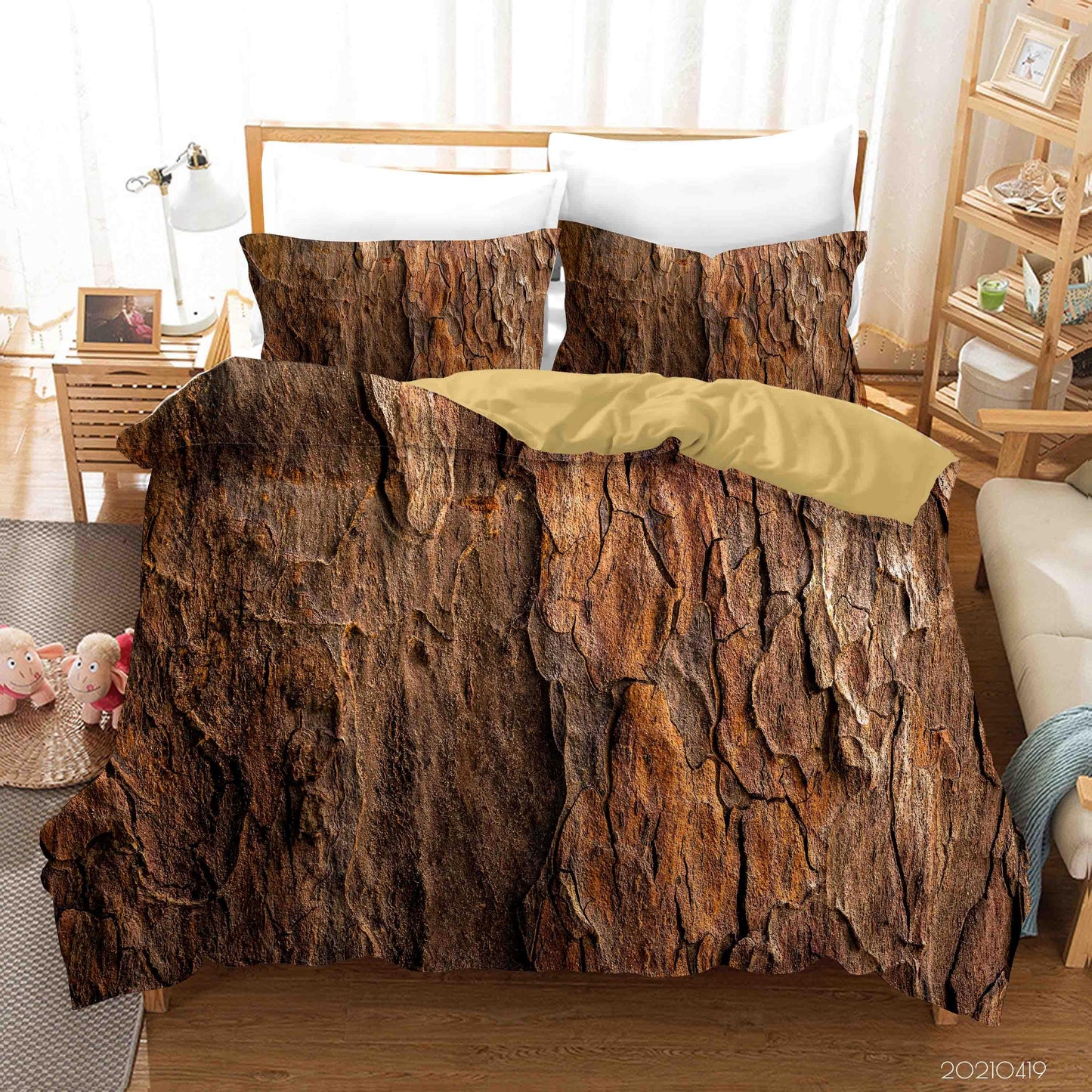 3D Bark Texture Quilt Cover Set Bedding Set Duvet Cover Pillowcases 147