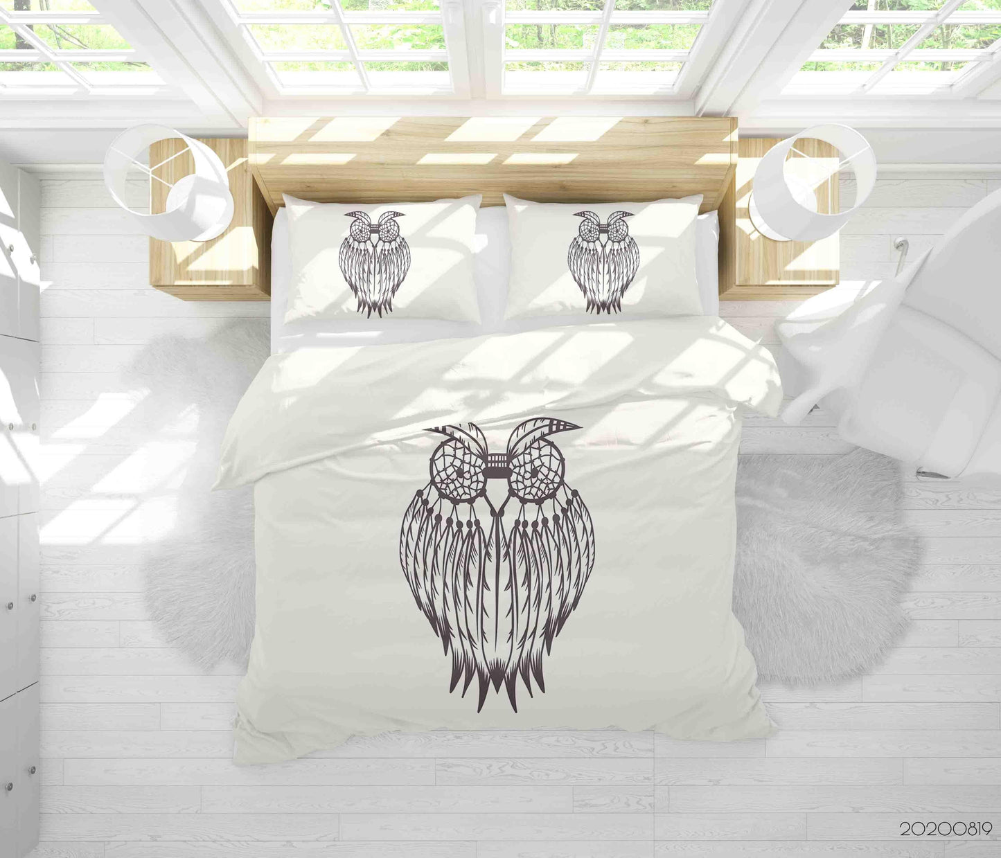 3D Abstract Owl Dreamcatcher Quilt Cover Set Bedding Set Duvet Cover Pillowcases LXL