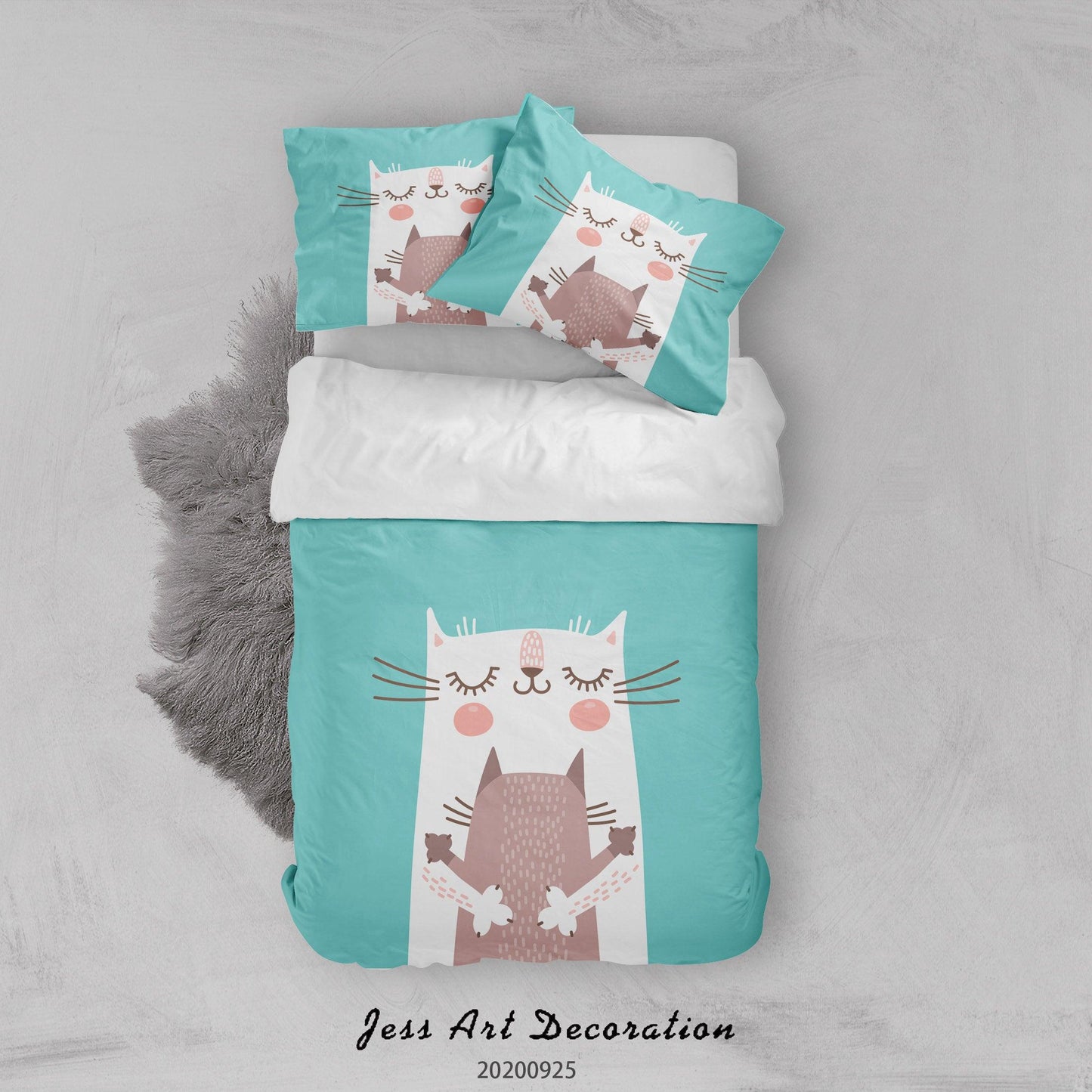 3D Cartoon Animal Cat Pattern Quilt Cover Set Bedding Set Duvet Cover Pillowcases WJ 6467