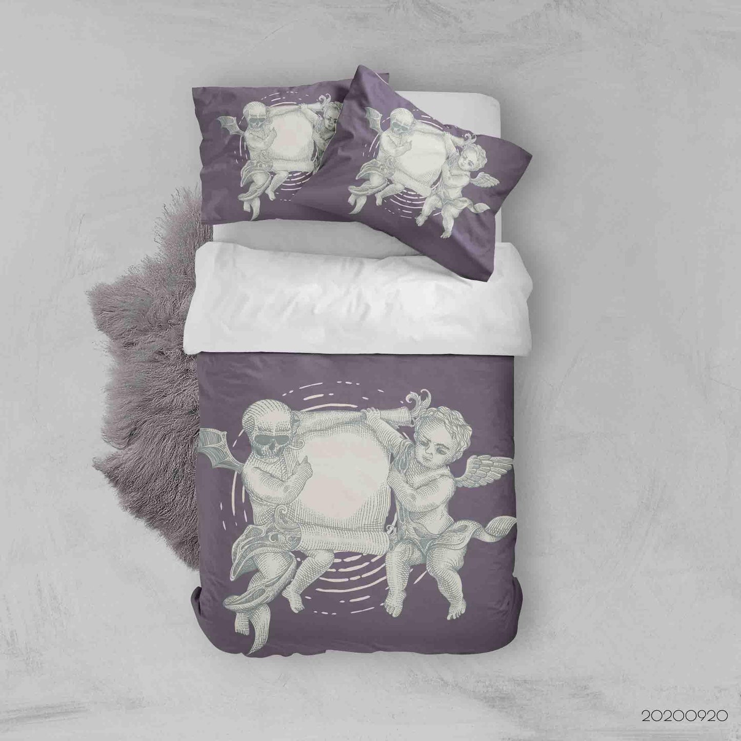 3D Angel Demon Vintage Paper Tattoo Sign Quilt Cover Set Bedding Set Duvet Cover Pillowcases WJ 9147