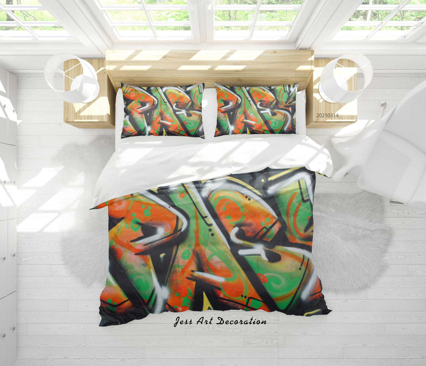 3D Abstract Color Graffiti Quilt Cover Set Bedding Set Duvet Cover Pillowcases 168