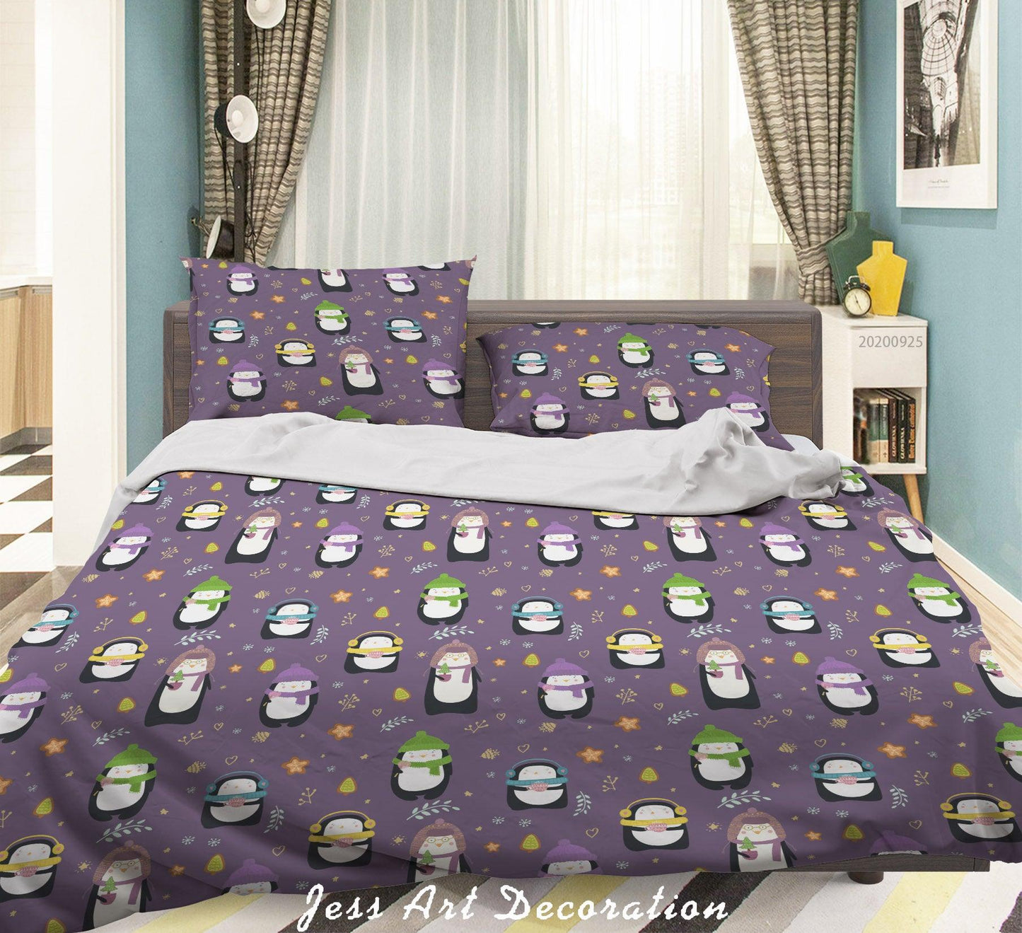 3D Cartoon Animal Penguin Pattern Quilt Cover Set Bedding Set Duvet Cover Pillowcases WJ 6437