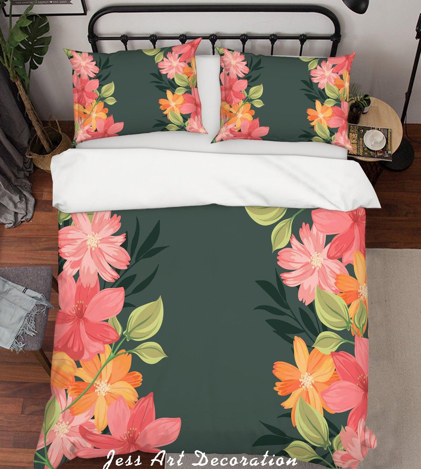 3D Black Red Floral Quilt Cover Set Bedding Set Pillowcases 108