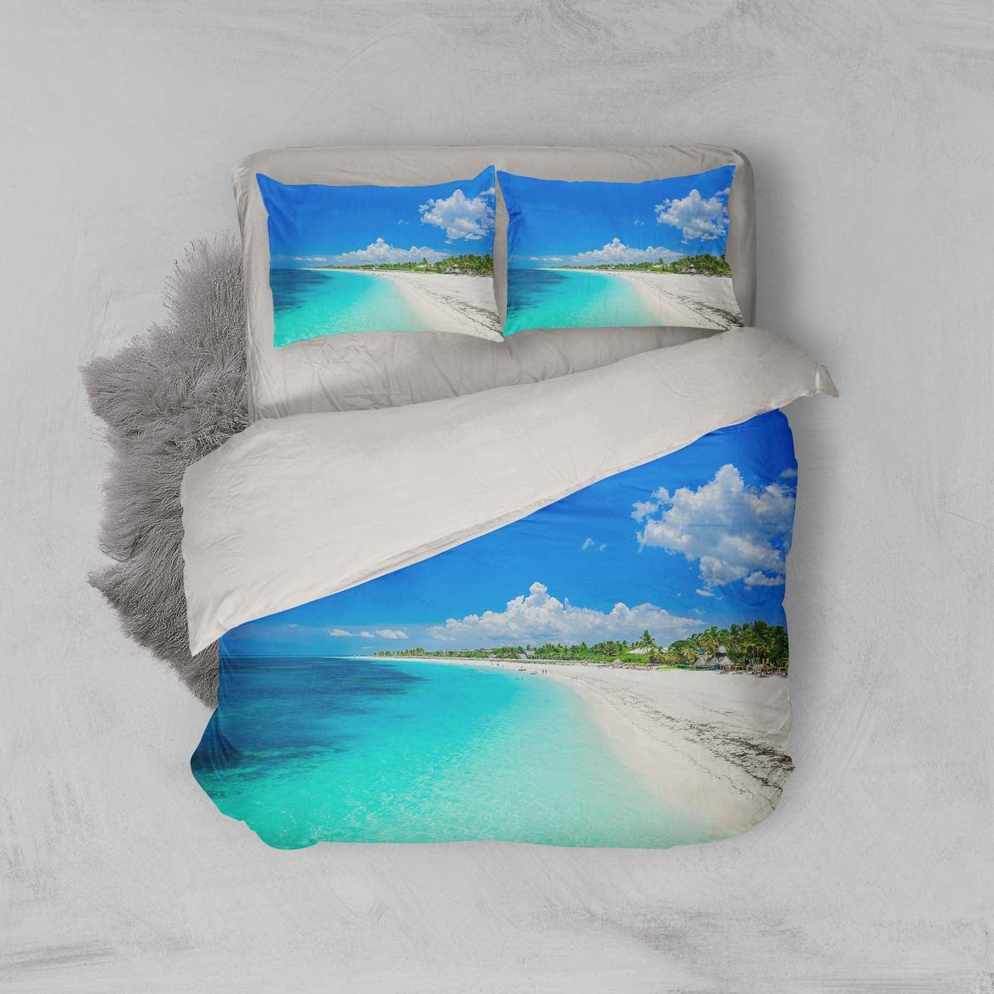 3D Beach Blue Sea Sky Quilt Cover Set Bedding Set Pillowcases 79