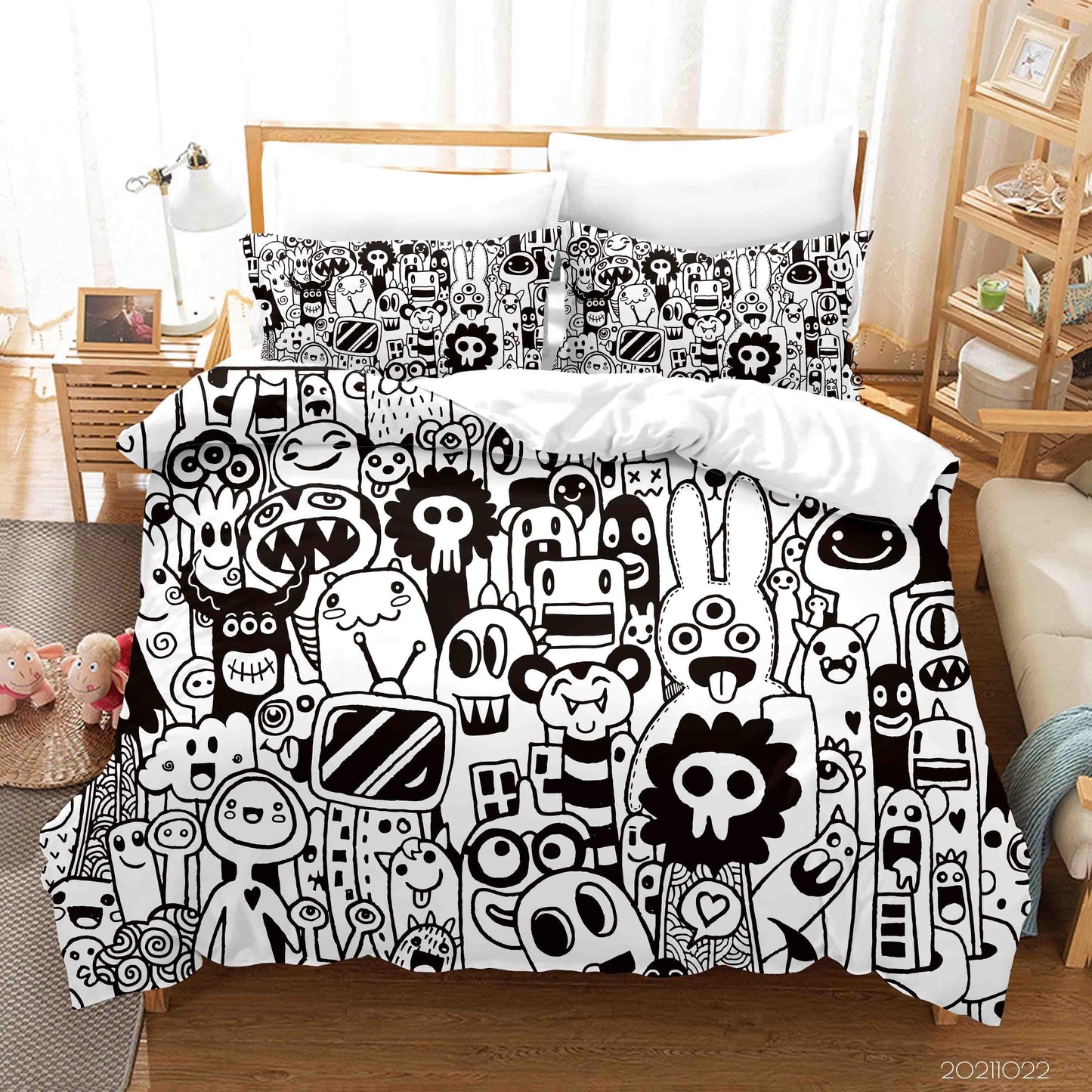 3D Abstract Monster Artistic Graffiti Quilt Cover Set Bedding Set Duvet Cover Pillowcases 95