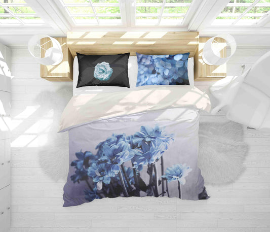 3D Blue Flowers Quilt Cover Set Bedding Set Pillowcases 135