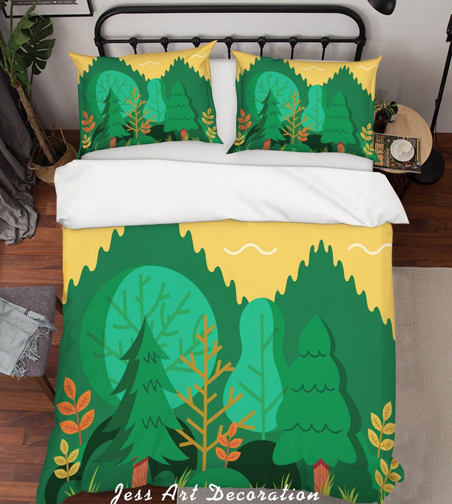 3D Cartoon Green Plant Quilt Cover Set Bedding Set Pillowcases 4