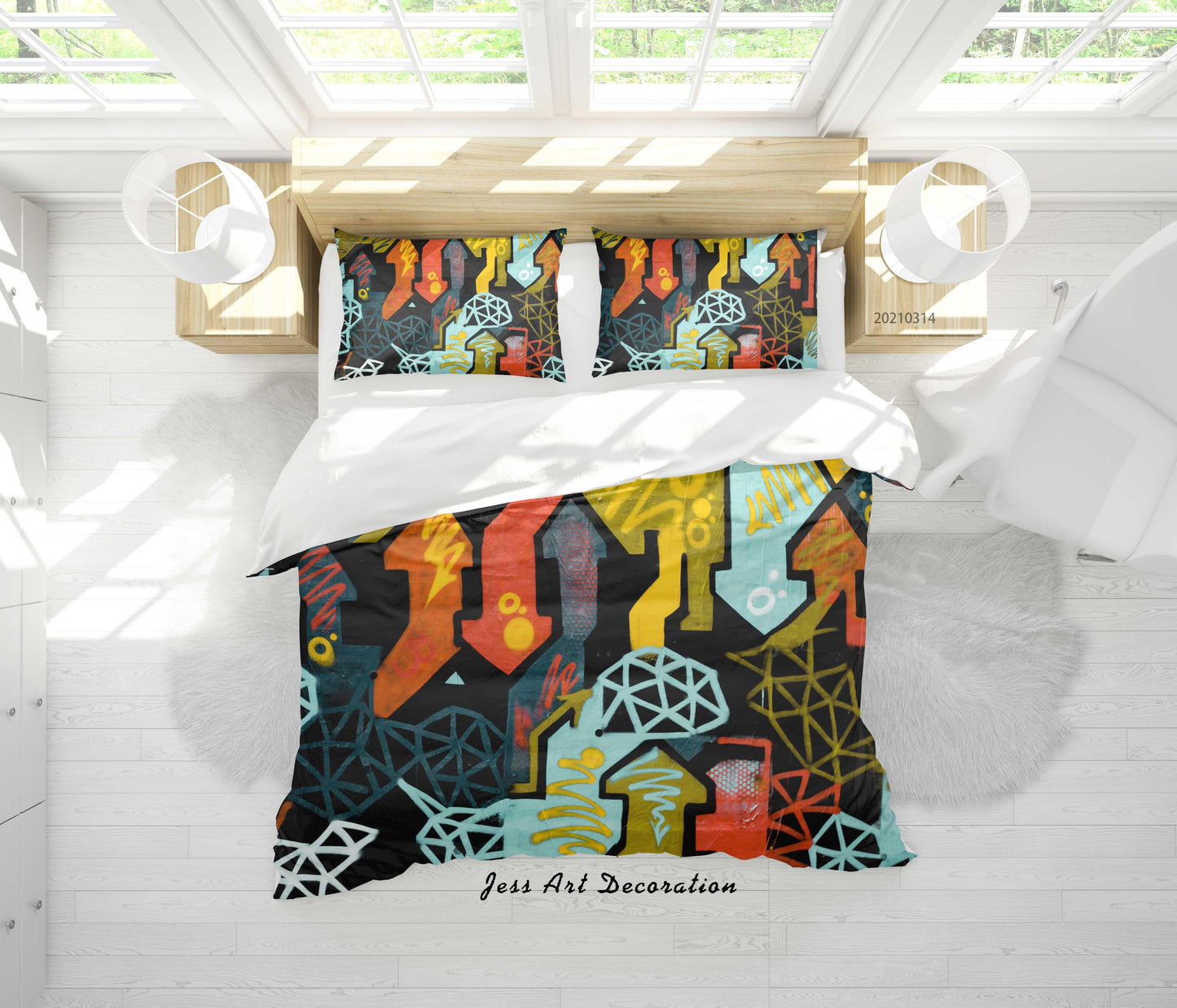 3D Abstract Street Graffiti Artist Works Quilt Cover Set Bedding Set Duvet Cover Pillowcases 115