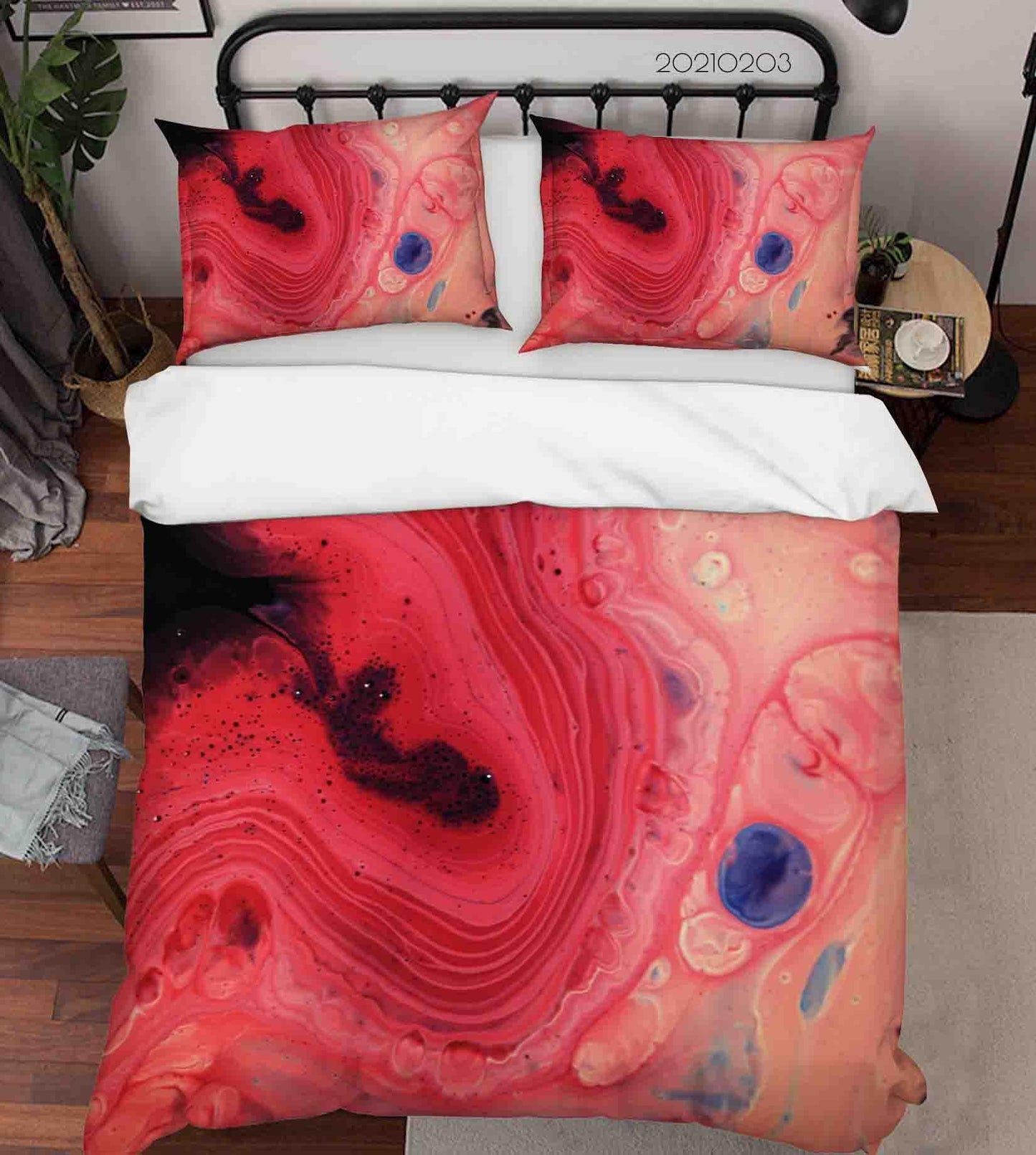 3D Abstract Red Marble Texture Quilt Cover Set Bedding Set Duvet Cover Pillowcases 3