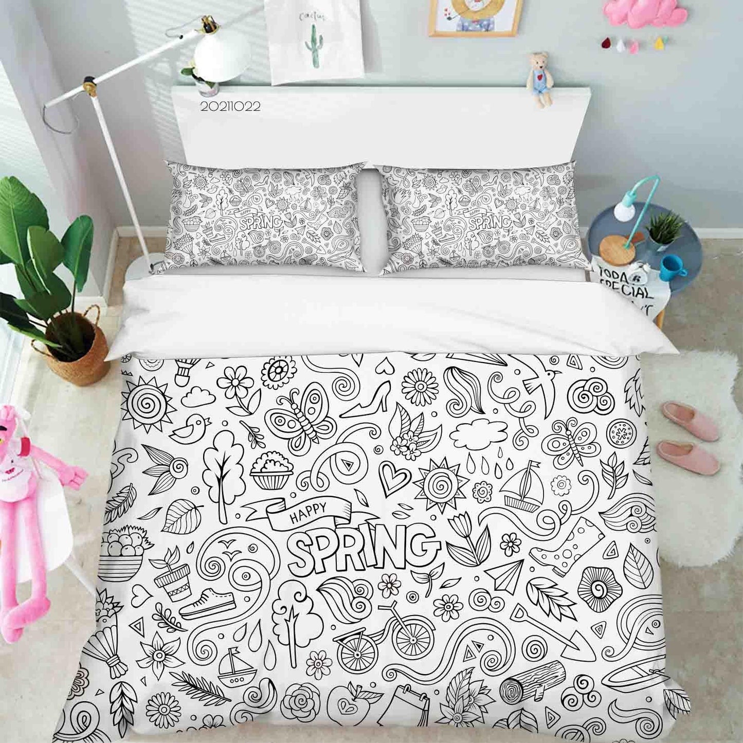 3D Cartoon Illustration Doodle Quilt Cover Set Bedding Set Duvet Cover Pillowcases 4