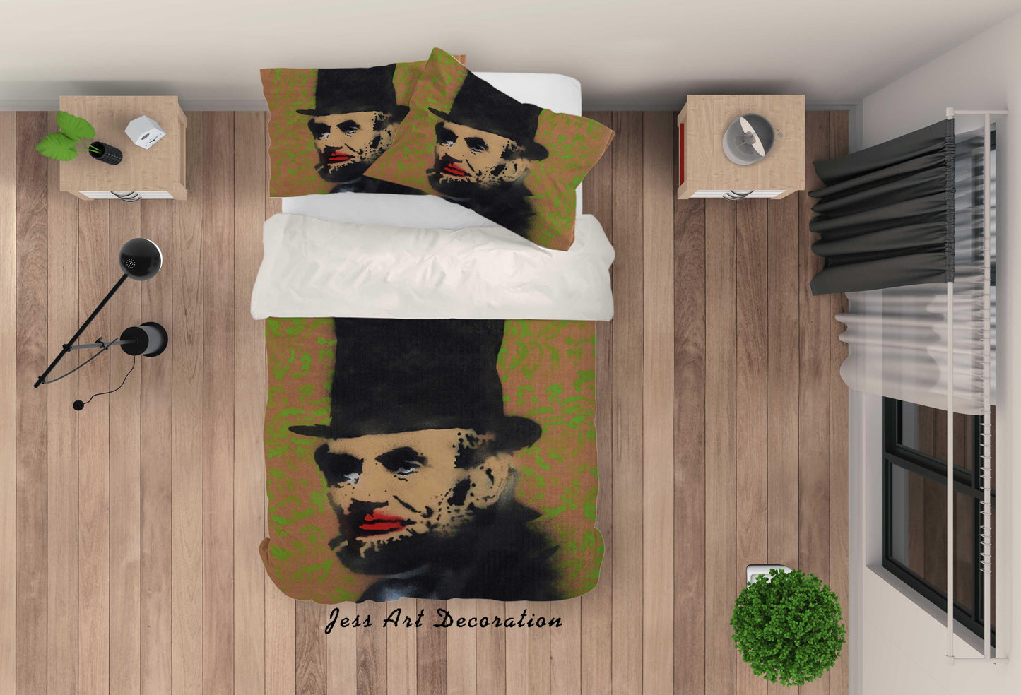 3D Banksy Abe Lincoln Black White Quilt Cover Set Bedding Set Pillowcasesn  ZY D1
