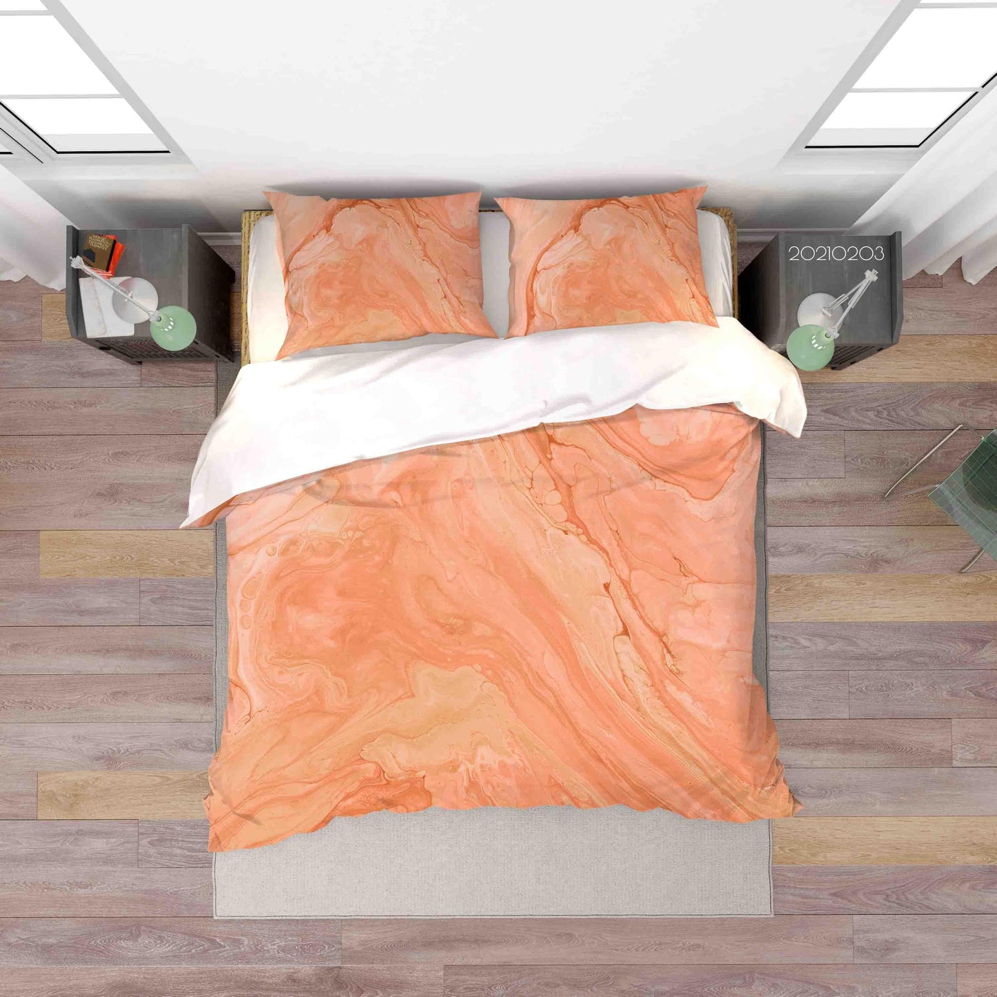 3D Abstract Orange Marble Texture Quilt Cover Set Bedding Set Duvet Cover Pillowcases 50