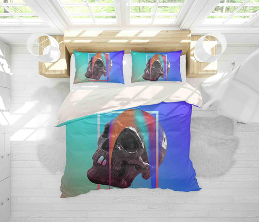 3D Blue Skull Quilt Cover Set Bedding Set Pillowcases 103