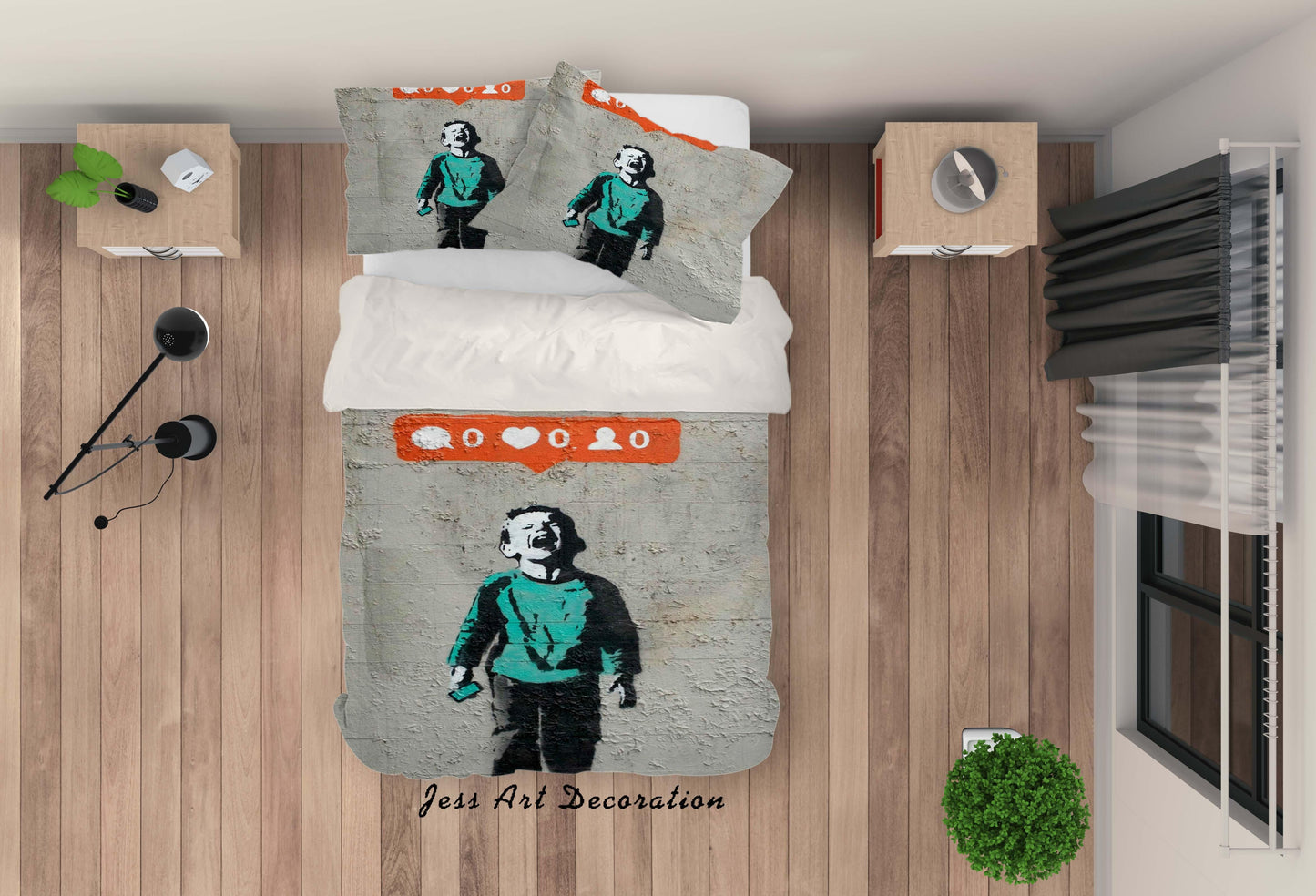 3D Banksy Cry Boy Colorized Quilt Cover Set Bedding Set Duvet Cover Pillowcases  ZY D76