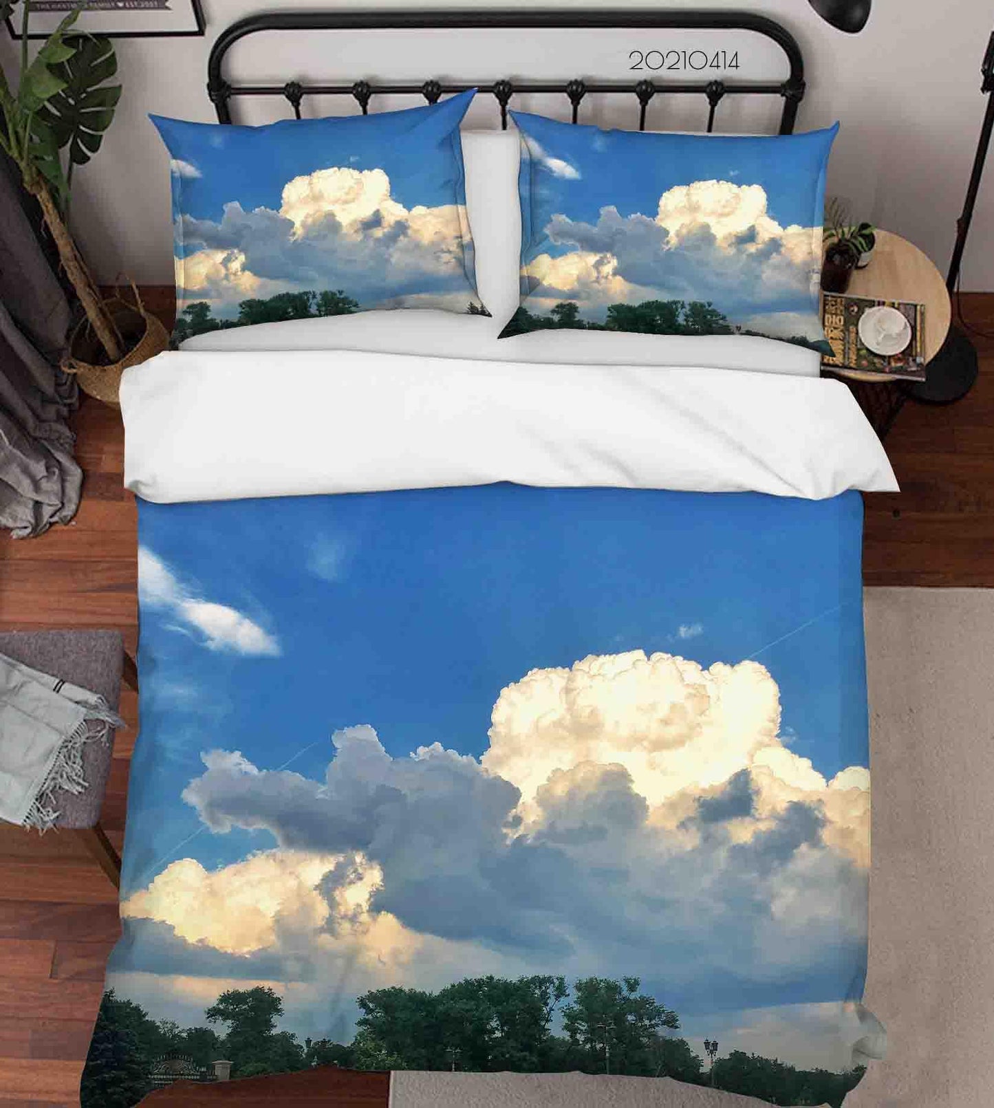 3D Blue Sky White Cloud Forest Quilt Cover Set Bedding Set Duvet Cover Pillowcases 72 LQH