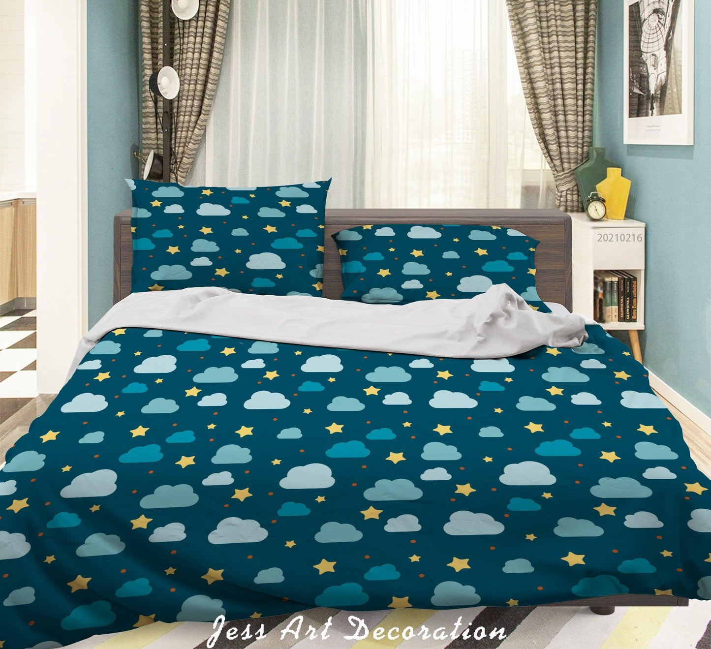 3D Cartoon Cloud Star Quilt Cover Set Bedding Set Duvet Cover Pillowcases 286