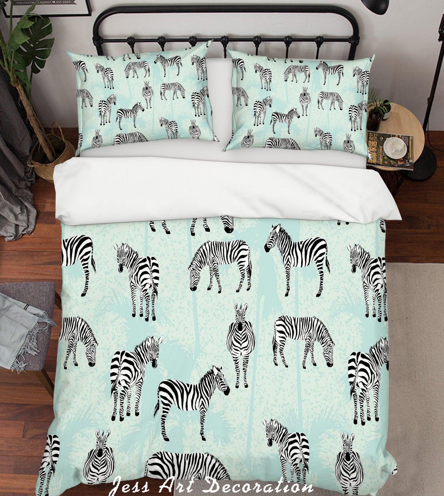 3D Blue Zebra Quilt Cover Set Bedding Set Pillowcases SF13