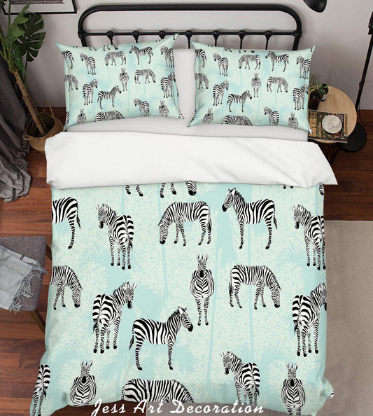 3D Blue Zebra Quilt Cover Set Bedding Set Pillowcases SF13