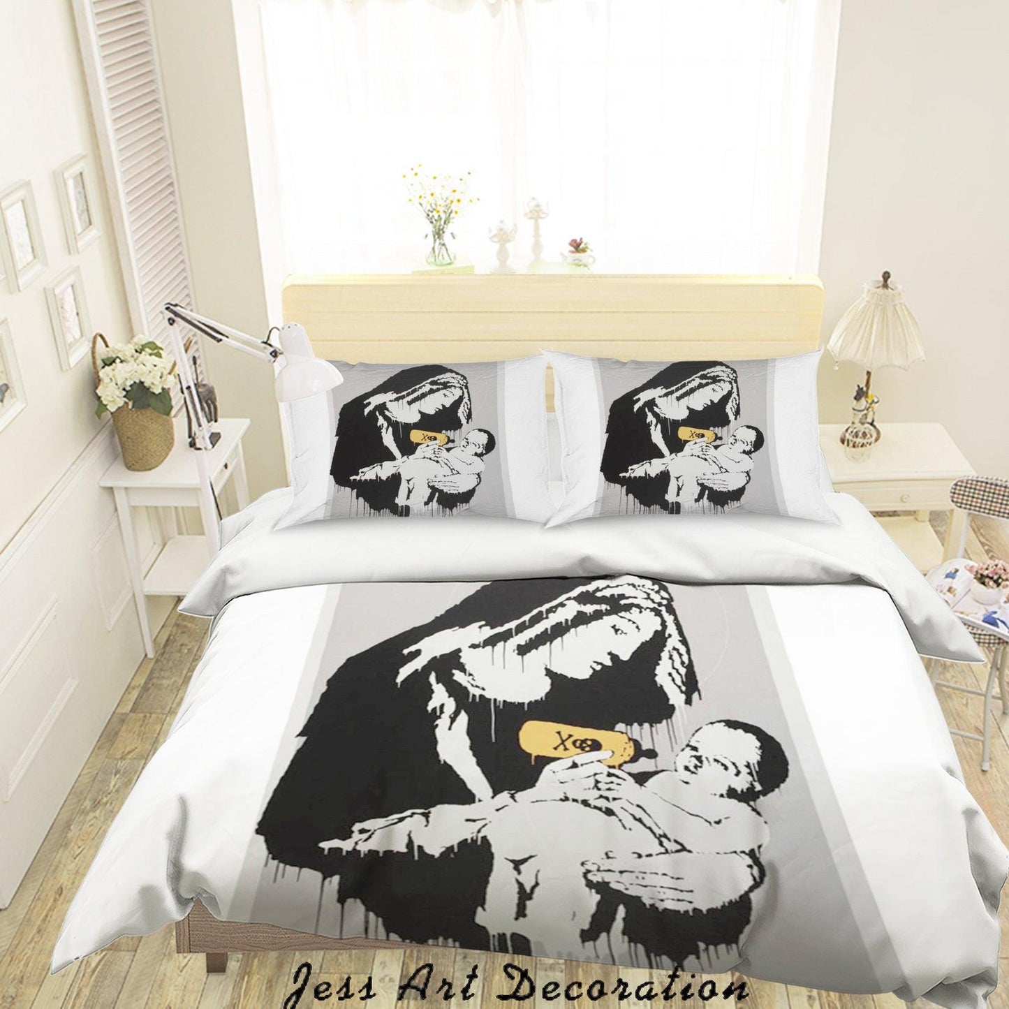 3D Banksy Toxic Mary Black White Quilt Cover Set Bedding Set Duvet Cover Pillowcases  ZY D60