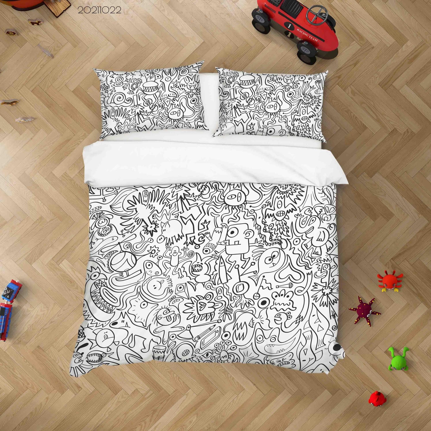 3D Abstract Monster Graffiti Quilt Cover Set Bedding Set Duvet Cover Pillowcases 33